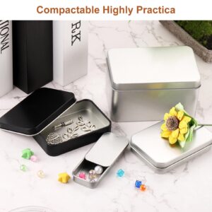 uxcell Metal Tin Box Containers, 6Pcs 2.4x1.3x0.4 Inch Silver Mini Portable Metal Slide Top Tin Containers for Jewelry Crafts