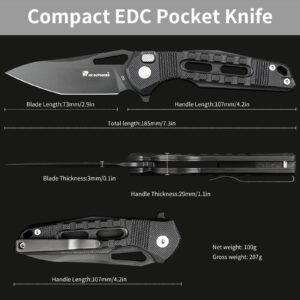 HX OUTDOORS Pocket Knife with Lock, Premium D2 Steel Folding Knife with Pocket Clip and Non Slip G10 Handle for Men，Outdoor, Survival, Camping, Hiking