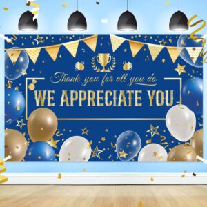 we appreciate you banner backdrop -wxiben blue employee appreciation decoration thank you nurse teacher banner farewell going away party backdrop supplies work anniversary appreciation decor(71*45 in)