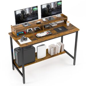 gzshiyitech 45" home office desk with monitor stand, can place 2 monitors, can be used as a game desk or computer desk ，modern design corner desk (vintage)