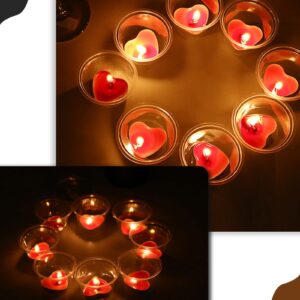 Heart Shaped Tealight Candles 50 Packs,25 * 2 Layers Romantic Love Unscented mokeless for Dinner Home Wedding (White)