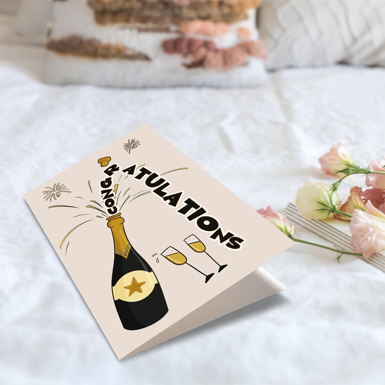 Obbyidk Champagne Wedding Congratulations Card, Funny Wedding Shower Card for Bride Groom, Congrats Engagement Card for Friends