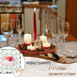 Heart Shaped Tealight Candles 50 Packs,25 * 2 Layers Romantic Love Unscented mokeless for Dinner Home Wedding (White)