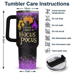 34HD Hocus Gifts for Women, Hocus Tumbler with Handle 40oz Stainless Steel, Witch Brew Tumbler, Christmas Gifts for Movie Lovers, Sanderson Sister Gifts