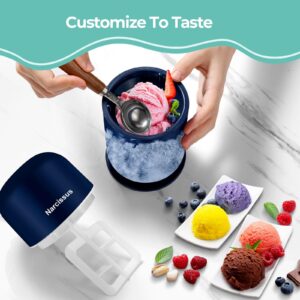 Narcissus Ice Cream Maker Machine for Homemade Gelato, Sorbet, Frozen Yogurt & Smoothie, Single Serve for 1-2 People, Easy to Clean, Small Size 150ml Ice Cream Once with 30 Recipes, Blue