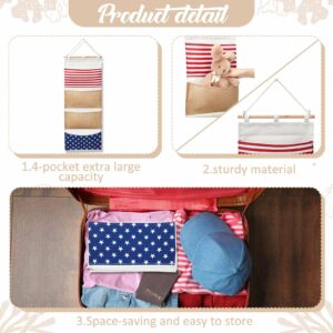 Juexica Fish Extender 32.3 x 13.2 Inch Hanging Pockets 4 Pocket Innovation Storage Bag Hanging Organizer Linen Cotton Wall Hanging Storage Bag for Cruise Cabin Door Closet Gifts(1 Pcs)