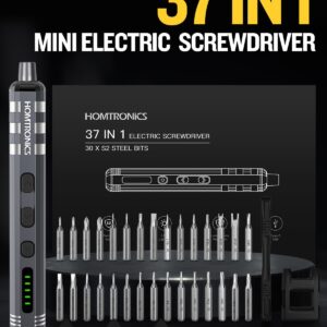 Homtronic Mini Electric Screwdriver Set, 37 in 1 Small Electric Screwdriver Kit Supporting Overload Protection, Precision Electric Screwdriver Cordless Repair Tool for Phone Camera Laptop Watch