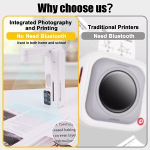 Komsepor Direct Projection Printing Machine Remove Handwriting Wrong Problem Collection Mini Sticker Printer No Need Bluetooth Smart Pocket Inkless Thermal Printer for Notes Built-in Camera