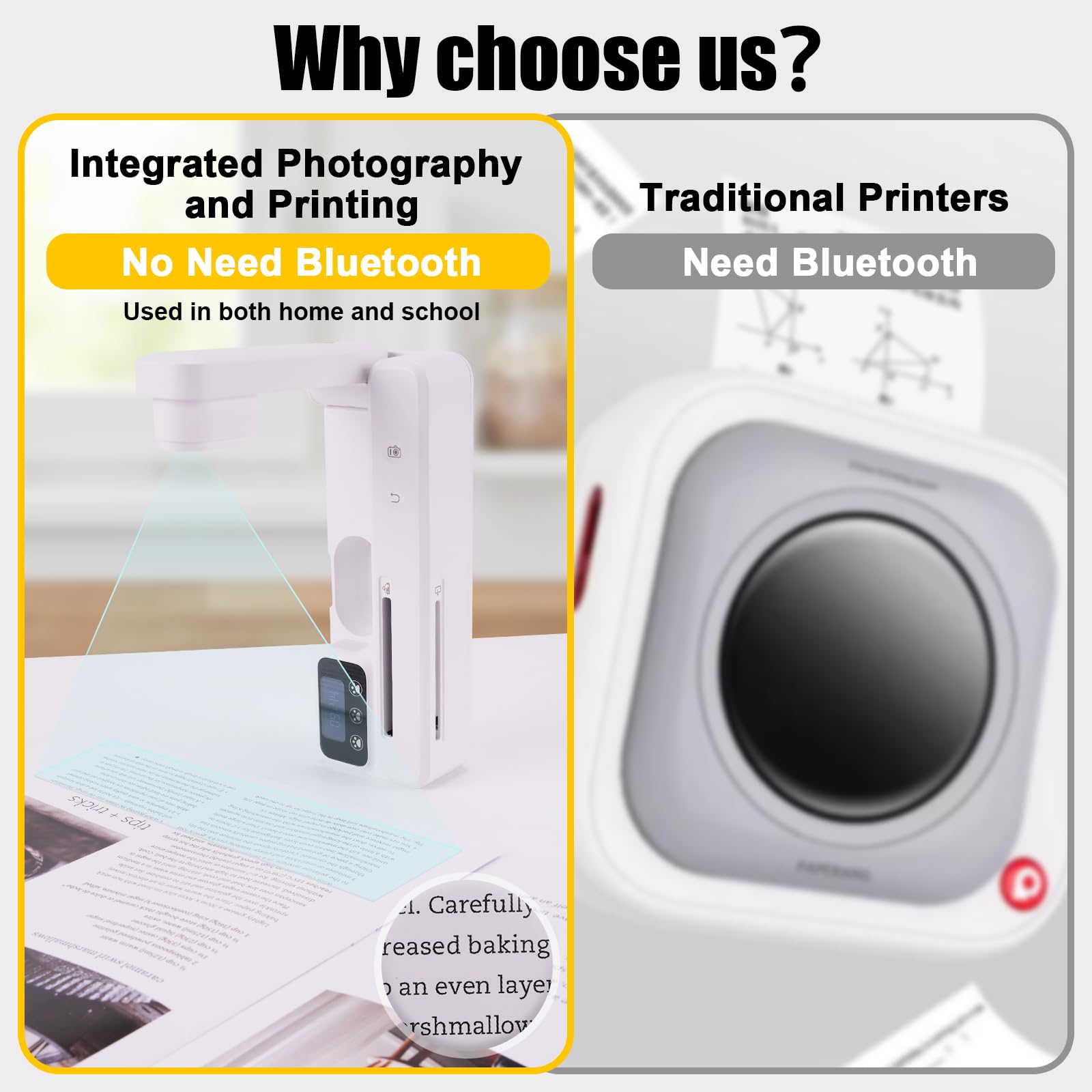 Komsepor Direct Projection Printing Machine Remove Handwriting Wrong Problem Collection Mini Sticker Printer No Need Bluetooth Smart Pocket Inkless Thermal Printer for Notes Built-in Camera