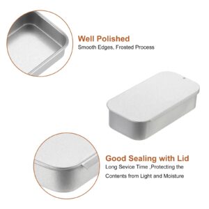 uxcell Metal Tin Box Containers, 6Pcs 3.5x1.8x0.8 Inch Silver Mini Portable Metal Slide Top Tin Containers for Jewelry Crafts