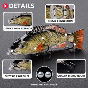 Robotic Swimming Lure 3.9” Electronic Lures USB Rechargeable LED Light 4 Segment Multi Jointed Swimbait Fishing Tackle for Bass Trout Pike (Hybrid Striped Shad Specialty)