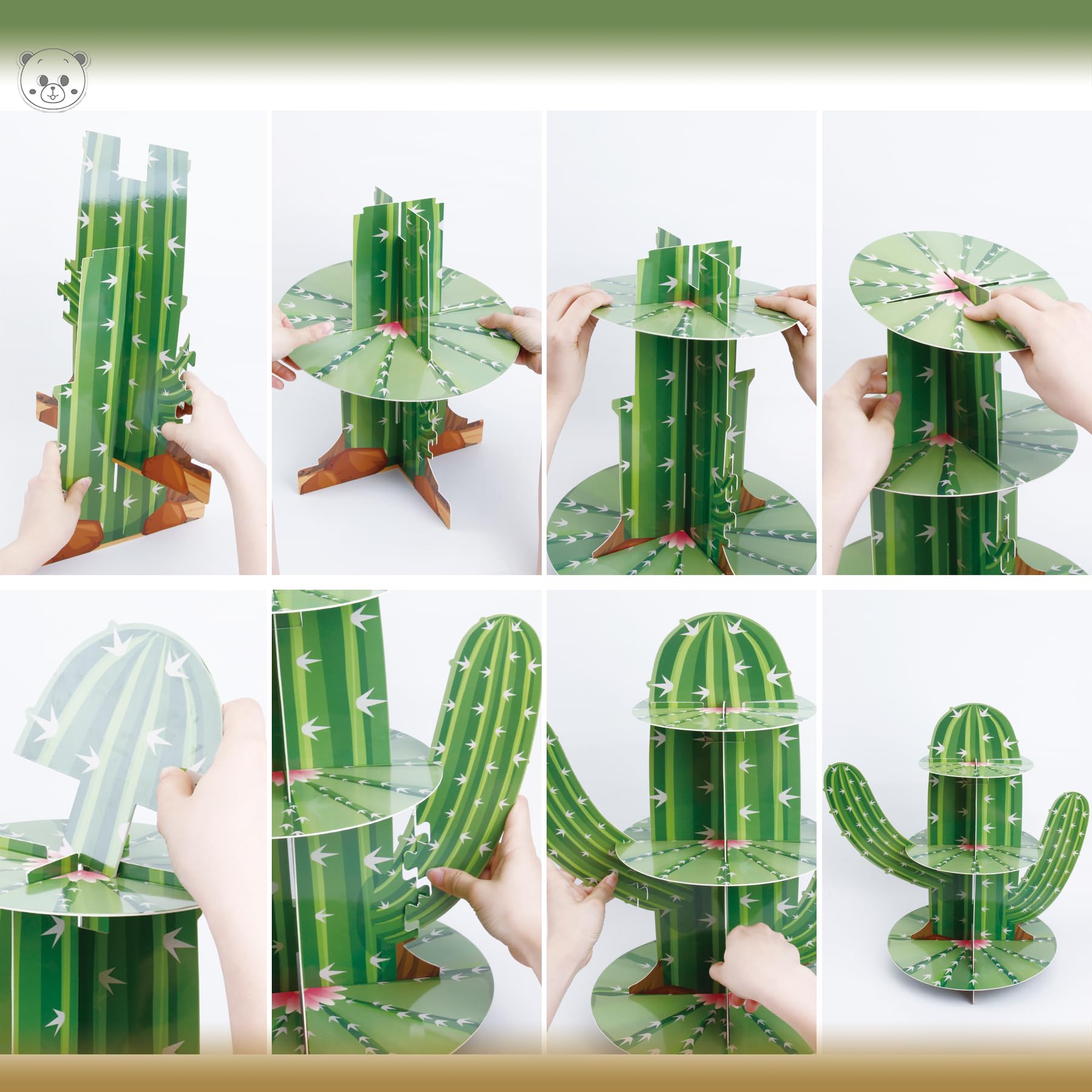 KARAQY 3 Tier Cactus Cupcake Stand, Green Cactus Shape Cupcake Holder for Mexican Fiesta Party Supplies, Taco Party Decorations, Cinco De Mayo Party Favors