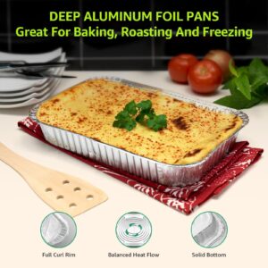 biocean Aluminum Pans with Lids 9x13 Inch 25 Pack, Extra Heavy Duty 25 Foil Pans and 25 Foil Lids for Prepping Food, Storing Heating, Cooking, Baking, Roasting