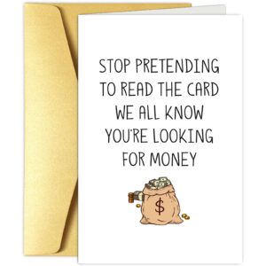 obbyidk funny money birthday card, humorous birthday card for him her, hilarious graduation card, we all know you are looking for money