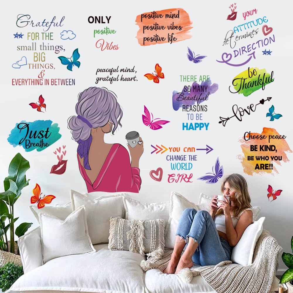 Inspirational Wall Decals Stickers Quotes Peel and Stick Vinyl Wall Decals Multicolor Paint Splatter Wall Decals Splatter Splotches Wall Sticker or Walls Motivational Saying Positive Wall Stickers