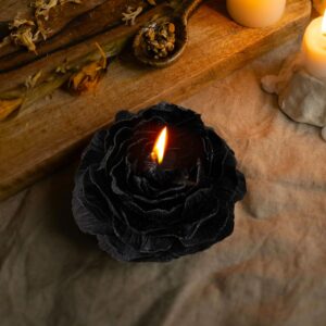 Peony Flower Shape Candles 1 Pack Soy Wax Decorative Candle for Bedroom Home Scented Candle Gift to Friends Family (Black)