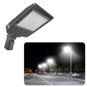 led parking lot light 200w, 170lm/w ip67 waterproof efficient dusk to dawn outdoor street flood lighting, 34000lm shoebox area fixture for commercial, slipfitter mount, 5000k, 120-277vac, etl listed