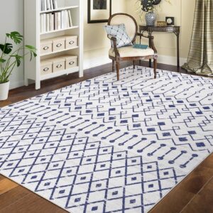 GAOMON 4x6 Rug for Living Room Washable Rugs Modern Geometric Area Rug for Bedroom Tribal Office Carpet Soft Nursery Rug Low Pile Floor Cover Neutral Rugs Blue and White