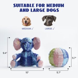 Nocciola Dog Toys for Aggressive Chewers, Squeaky Dog Toys for Medium and Large Breed, Tough Dog Toys to Keep Dogs Busy, Elephant & Ball Dog Toy