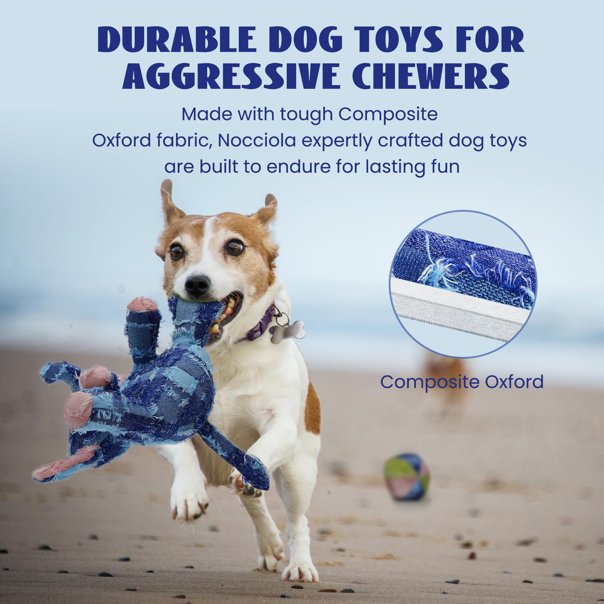 Nocciola Dog Toys for Aggressive Chewers, Squeaky Dog Toys for Medium and Large Breed, Tough Dog Toys to Keep Dogs Busy, Elephant & Ball Dog Toy