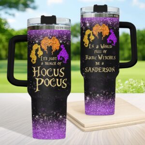 34HD Hocus Gifts for Women, Hocus Tumbler with Handle 40oz Stainless Steel, Witch Brew Tumbler, Christmas Gifts for Movie Lovers, Sanderson Sister Gifts