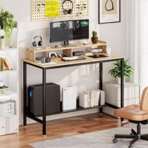 GZSHIYITECH 45" Home Office Desk with Monitor Stand, Can Place 2 Monitors, Can be Used as a Game Desk or Computer Desk ，Modern Design Corner Desk (Ash)