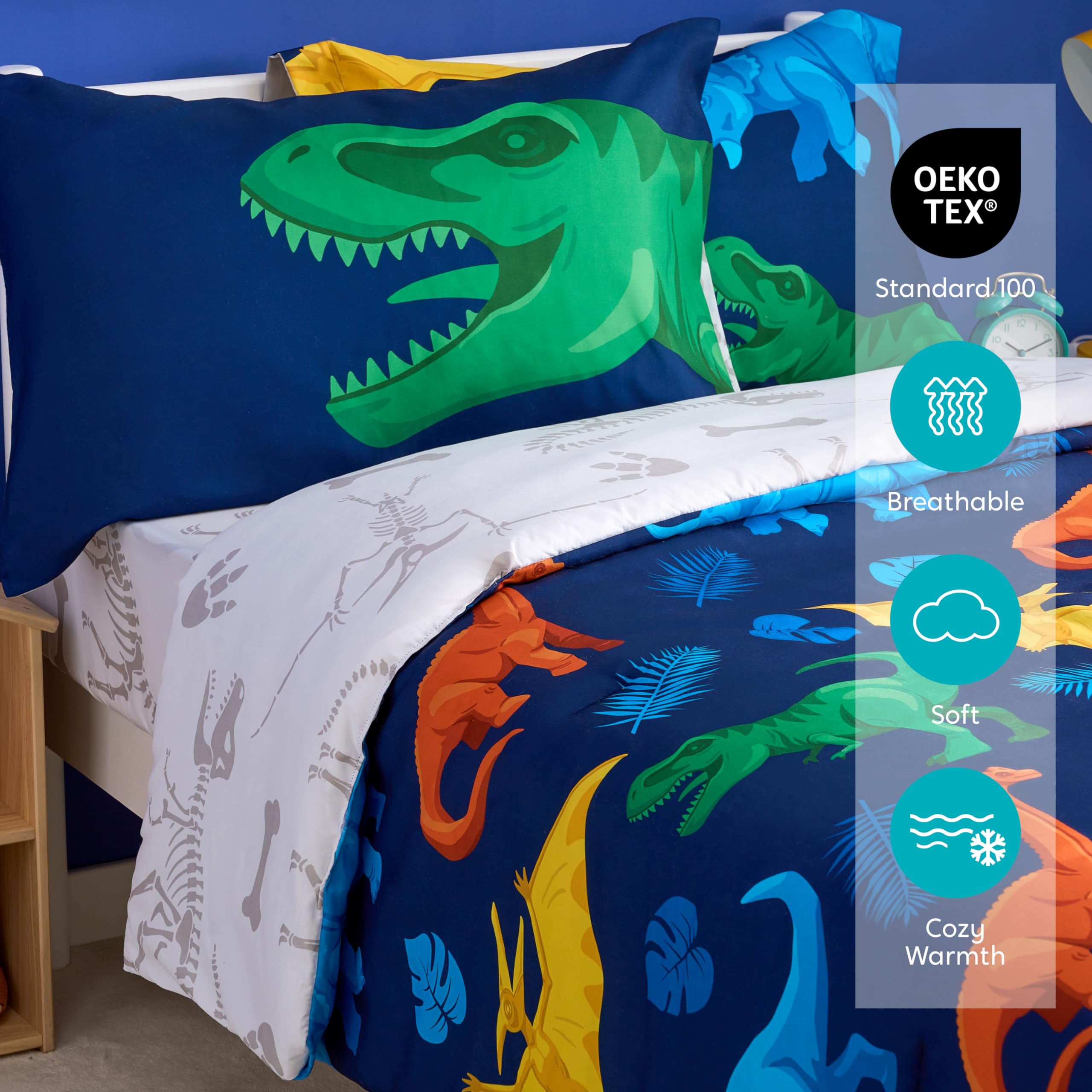 Joiedomi Kid Twin Comforter Set - 5 Piece Dinosaur Bedding Set for Boys/Girls - Super Soft Microfiber Bed in a Bag with Comforter, Sheets, Pillowcase & Sham