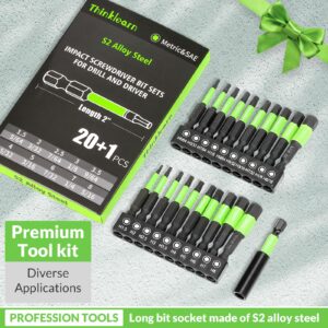 Impact Hex Head Allen Wrench Drill Bit Set 20+1pcs (Metric&SAE), 1/4” Hex-Shank S2 Steel Hex Bits Set with Quick-Change Adapter, Perfect for Home DIY-Father's Day Gift, CNC Magnetic Tips