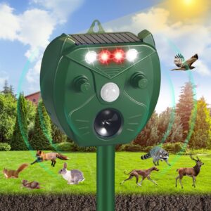 ultrasonic animal repellent outdoor cat repellent deer repellent devices with pir sensor & 4 red/white strobe light solar animal repeller squirrel repellent raccoon rabbit bird repellent deterrent