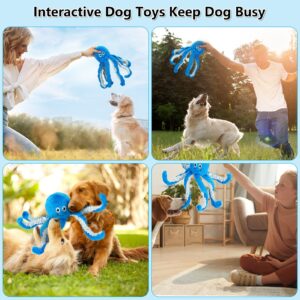 Eneston Large Squeaky Dog Toys Octopus Stuffed Puppy Toys- Tug of War Dog Toys Interactive Plush Dog Chew Toys for Small, Medium and Large Dogs