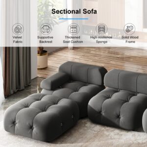 PUREMIND Bubble Couch 103 Inches,Funky Velvet Bubble Sofa Convertible Modular Sectional Couch, Modern L Shaped 3 Seater Bubble Sofa,DIY Cool Cloud Couches for Living Room Bedroom Apartment (Dark Grey)