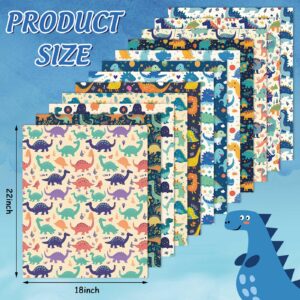 JarThenaAMCS 12Pcs Dinosaur Themed Cotton Fabric Bundles Cartoon Dinosaur Fat Quarters Cute Quilting Patchwork for DIY Craft Home Party Decor, 18 x 22 Inch