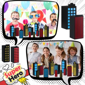 Motiskyy 12 Pcs Hero Party Favor Boxes Skyscraper City Gift Boxes Hero Theme Party Treat Boxes Candy Goodies Boys Girls Birthday Party Decorations Supplies (Black Hero)