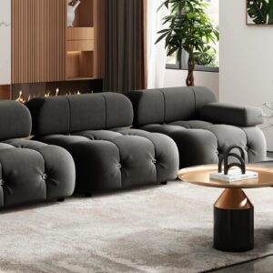 PUREMIND Bubble Couch 103 Inches,Funky Velvet Bubble Sofa Convertible Modular Sectional Couch, Modern L Shaped 3 Seater Bubble Sofa,DIY Cool Cloud Couches for Living Room Bedroom Apartment (Dark Grey)