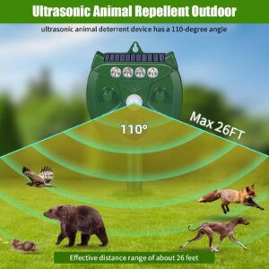 2 Pcs Ultrasonic Animal Repellent Outdoor Cat Repellent Deer Repellent Devices with PIR Sensor & Red/White Strobe Light Solar Animal Repeller Squirrel Repellent Raccoon Rabbit Bird Repellent Deterrent