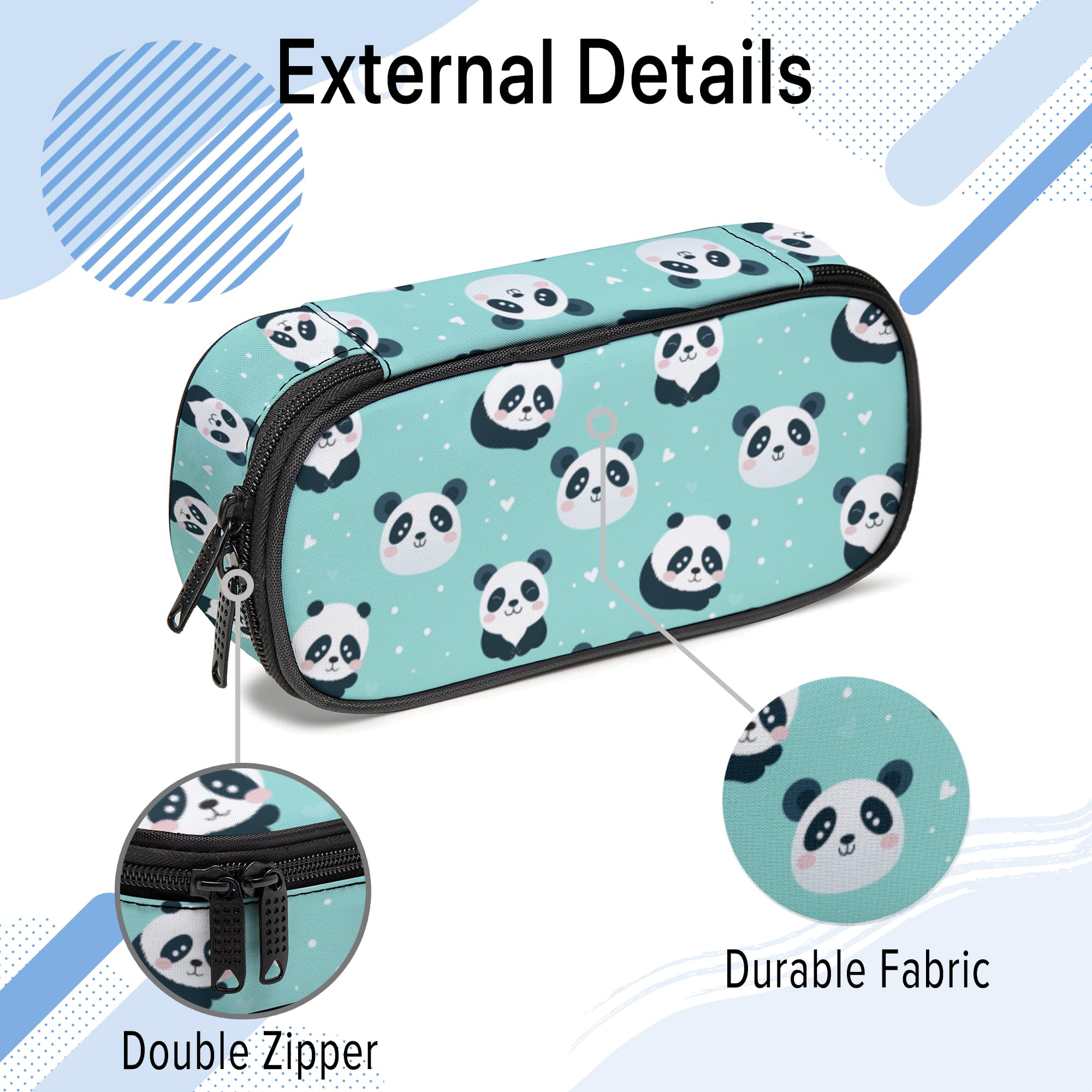 Panda Pencil Case, Cute Pencil Box for Boys Girls Kids, Large Capacity Pencil Pen Bag with Zipper, Multifunction Pencil Pouch for School Student Teen