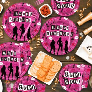 Girls Party Supplies Birthday Tableware - 96 Pcs Burn Book Lips Plates and Napkins Sets with Forks, So Fetch Women Movie Party Decorations, Bridal Shower Disposable Dinnerware, Serves 24