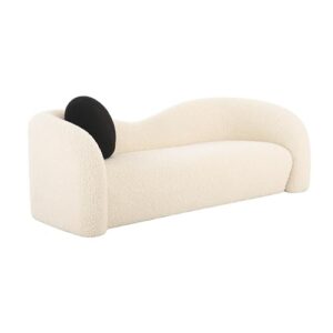 tov furniture leonie beige faux shearling 84" sofa