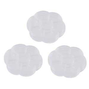 plastic clear round jewelry box 7 grids travel plum flower shaped jewelry bead organizer box storage container case for crafts screws small parts (3 pack)