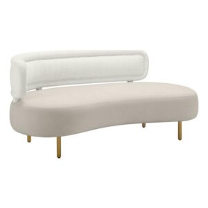 tov furniture tischa cream boucle & grey velvet sofa