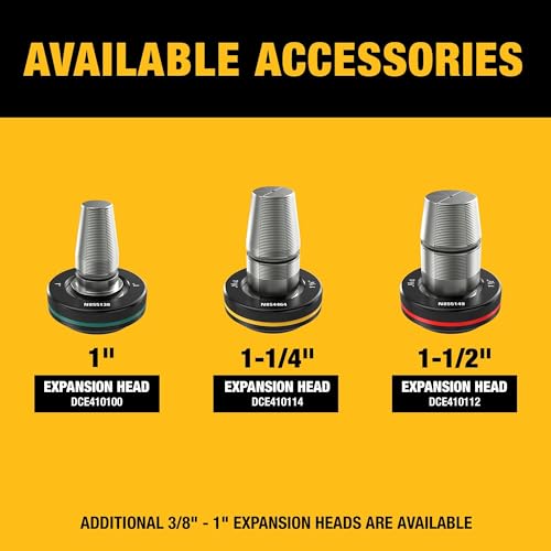 DEWALT 20V MAX XR PEX Expander Tool Kit with 1", 1-1/4", and 1-1/2" Expansion Heads, Battery and Charger Included (DCE410P1)