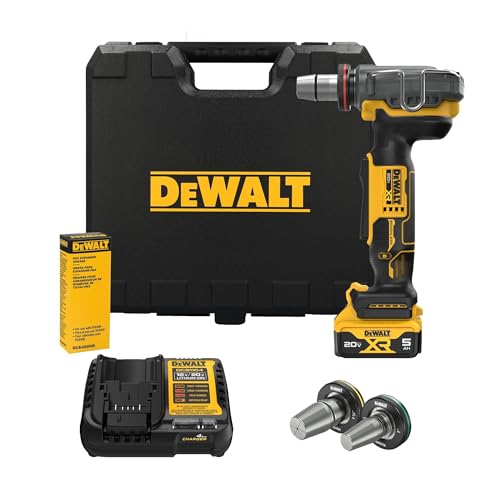 DEWALT 20V MAX XR PEX Expander Tool Kit with 1", 1-1/4", and 1-1/2" Expansion Heads, Battery and Charger Included (DCE410P1)