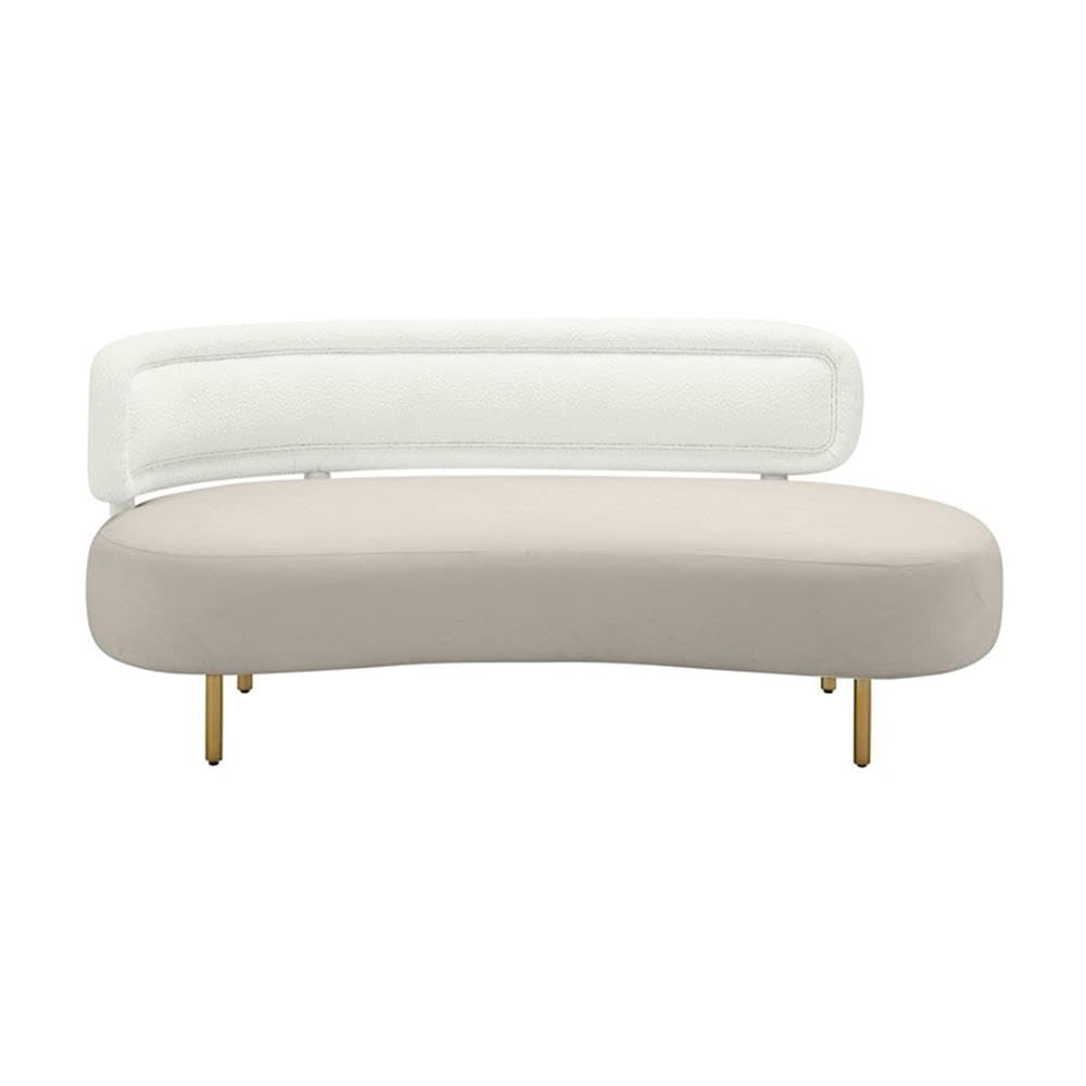 Tov Furniture Tischa Cream Boucle & Grey Velvet Sofa