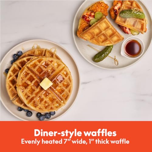 bella Flip-n-Store Waffle Maker with EverGood™ Ceramic Nonstick Coating, Fits-anywhere™ Kitchenware, Power Indicator Light, Cool Touch Handle & Cord Wrap, 7” Wide & 1" Deep Plates, 1000 Watt, Oatmilk