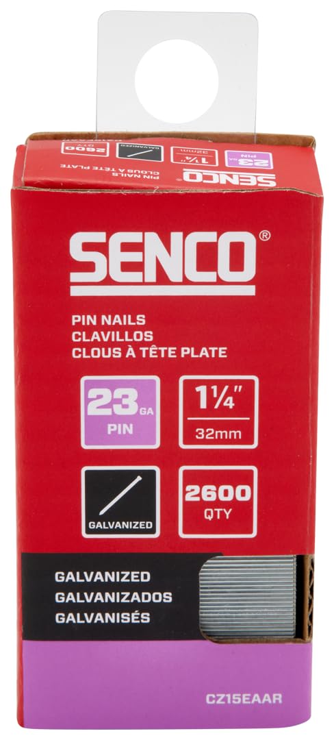 SENCO CZ15EAAR 1-1/4" 23 Gauge Pin Nails, Galvanized Finish 2,600 Count Pack