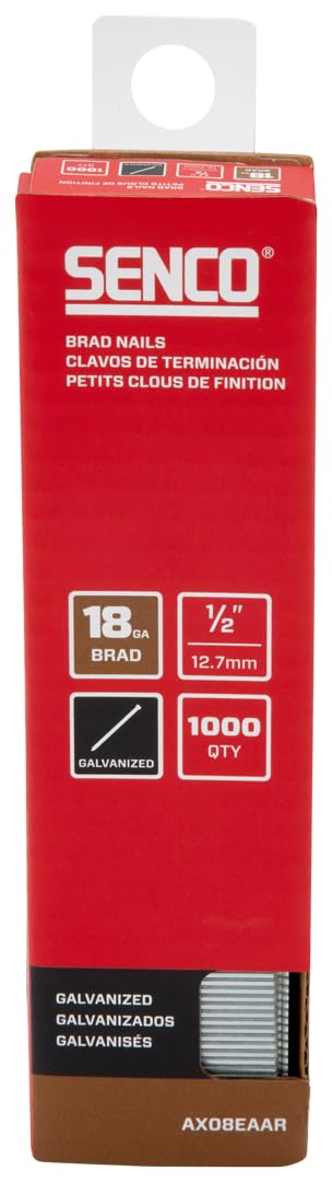 SENCO AX08EAAR 1/2" 18 Gauge Brad Nails, Galvanized Finish 1,000 Count Pack