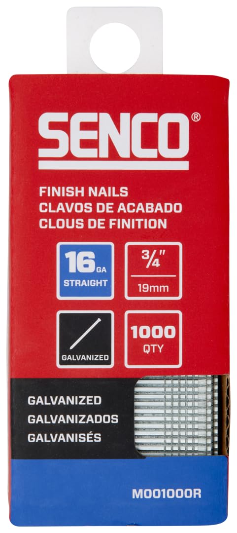 SENCO M001000R 3/4" 16 Gauge Straight Finish Nails, Galvanized Finish 1,000 Count Pack