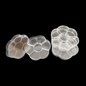 Plastic Clear Round Jewelry Box 7 Grids Travel Plum Flower Shaped Jewelry Bead Organizer Box Storage Container Case for Crafts Screws Small Parts (3 Pack)