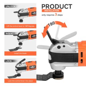 20V Cordless Oscillating Tool Kits, LAZYLAND Brushless Oscillating Multitool with 6-variable speed, Battery and accessories for Cutting, Grinding, Scraping, Sanding