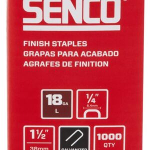 SENCO L17BABR 1-1/2" 18 Gauge 1/4" Crown Finish Staples, Galvanized Finish 1,000 Count Pack